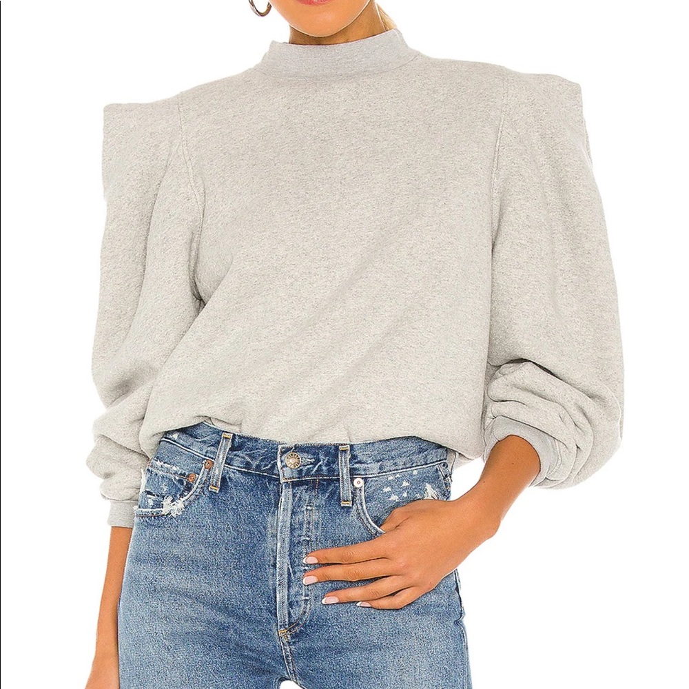 Agolde Folded Sleeve Sweatshirt in Grey Heather